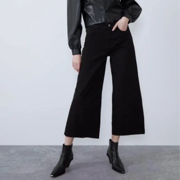 Zara denim culotte jeans 4 New - Picture 5 of 16